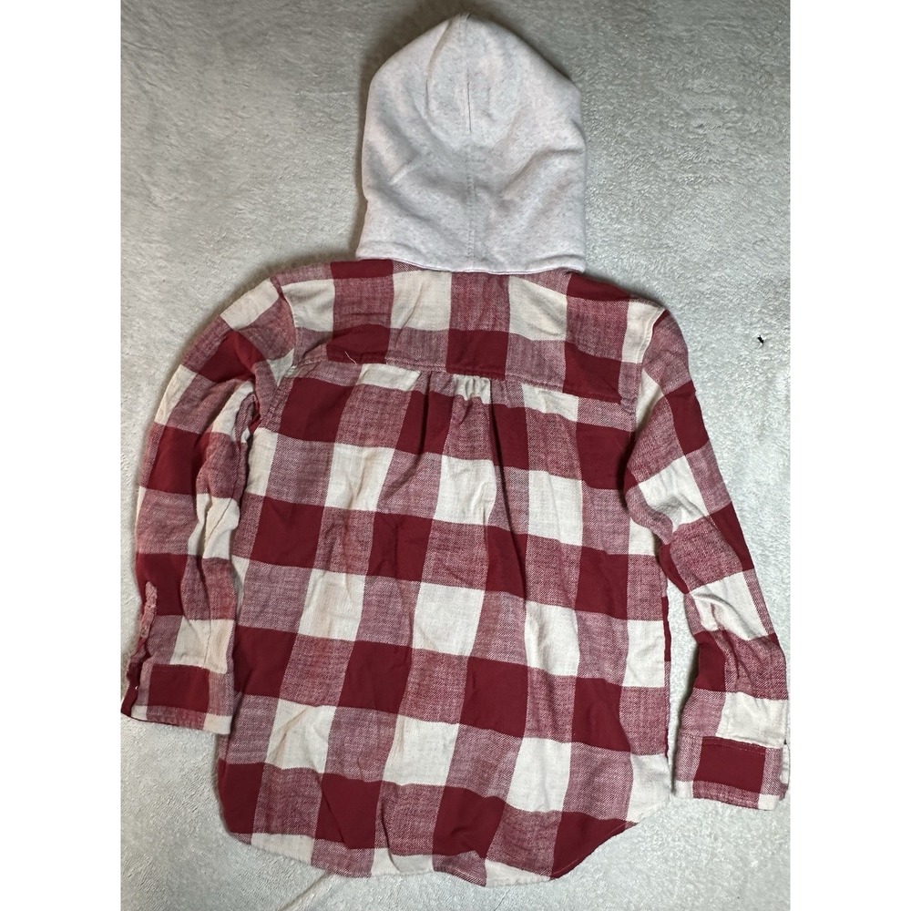 American Eagle Long Sleeve Red/Tan Plaid Button Up Hooded Sweatshirt Sz M - Picture 4 of 11